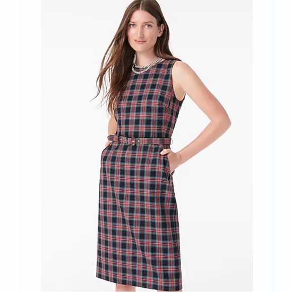 NEW J. Crew Belted Sheath Dress Stewart Tartan Plaid Size 4 - Picture 4 of 5